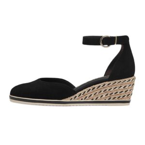 Sandale-espadrile wedge de piele intoarsa - Negru