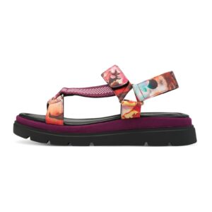 Sandale cu platforma si barete - Portocaliu/Violet/Roz