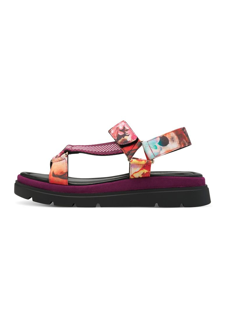 Sandale cu platforma si barete - Portocaliu/Violet/Roz