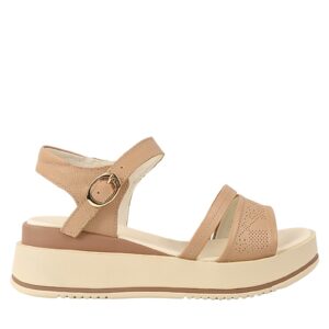 Sandale casual - dama -  50097 bej - piele naturala - platforma - Maro taupe