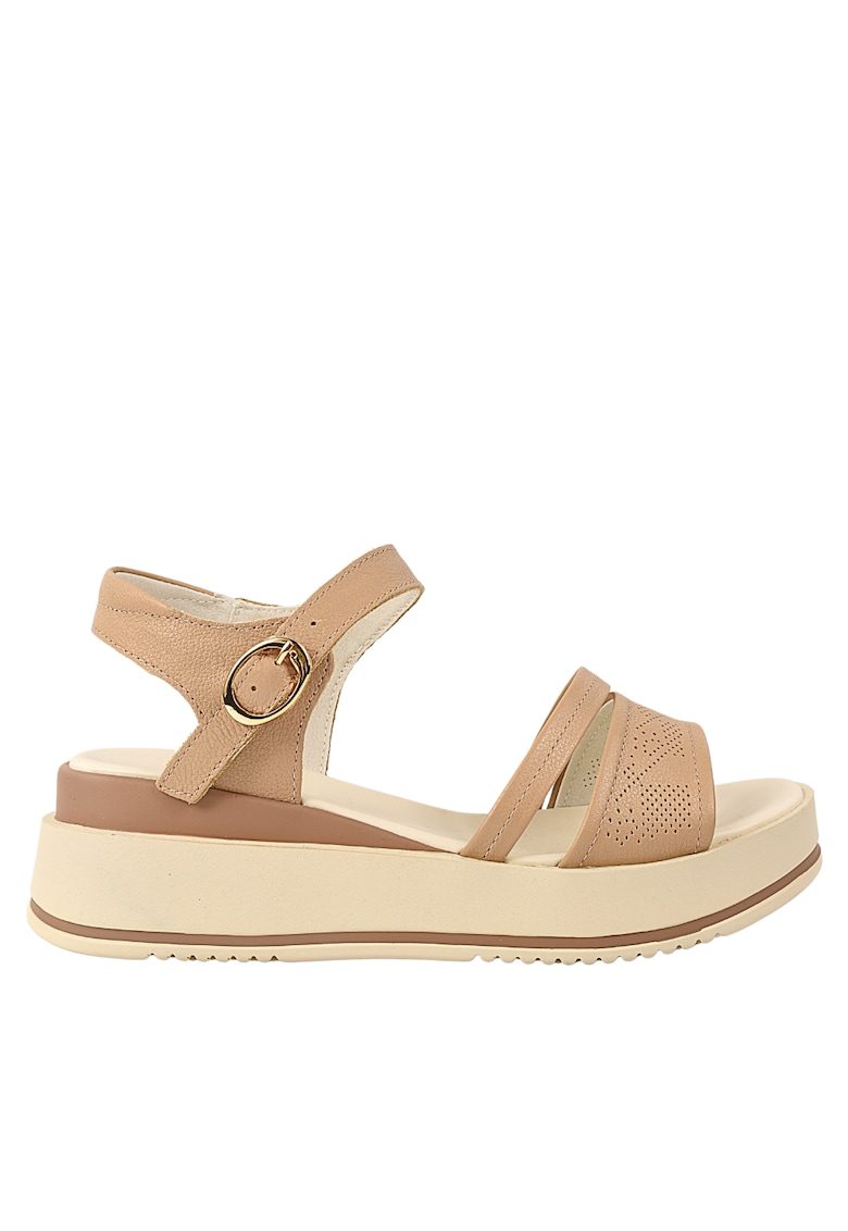 Sandale casual - dama - 50097 bej - piele naturala - platforma - Maro taupe