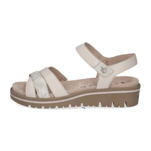 Sandale wedge de piele - Alb fildes