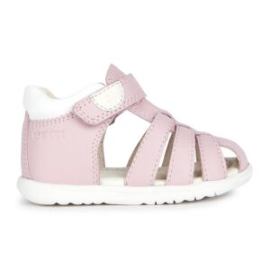 Sandale fisherman din piele si piele ecologica - Roz pastel/Alb optic