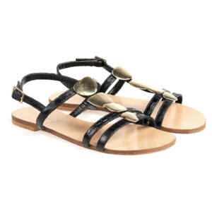 Sandale din piele cu detalii metalice -