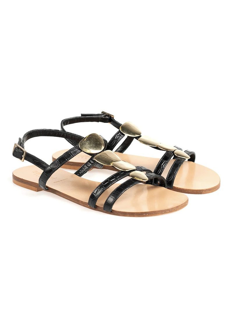 Sandale din piele cu detalii metalice -