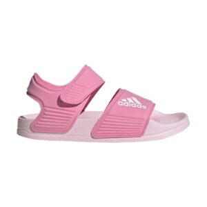 Sandale cu velcro si logo Adilette - Alb/Roz deschis/Roz