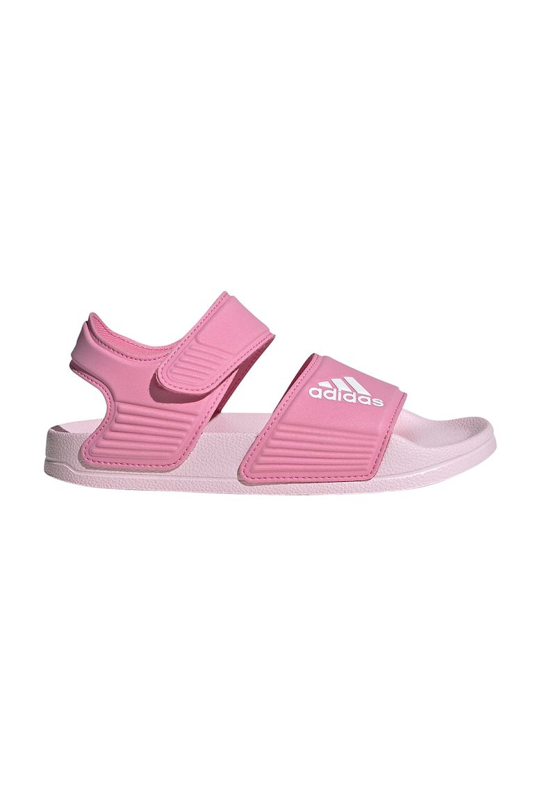 Sandale cu velcro si logo Adilette - Alb/Roz deschis/Roz