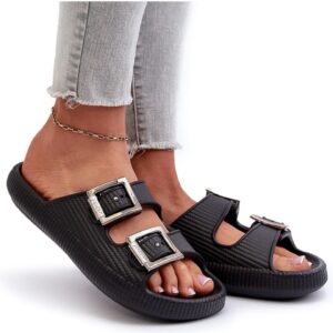 Papuci dama -  Sintetic - Negru - Negru