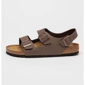 Sandale de piele ecologica cu catarame Milano - Maro/Bronz