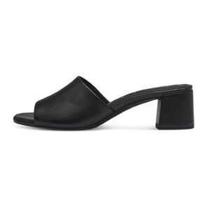 Papuci cu toc de piele - Negru