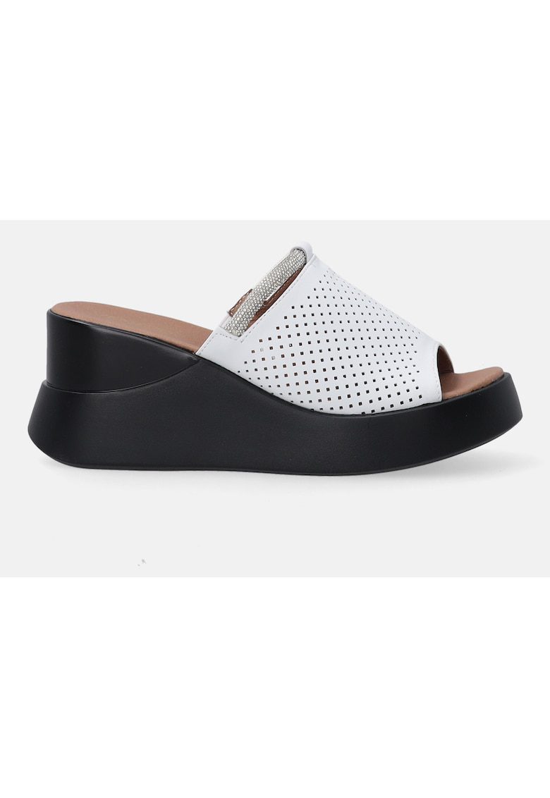 Papuci cu platforma din piele