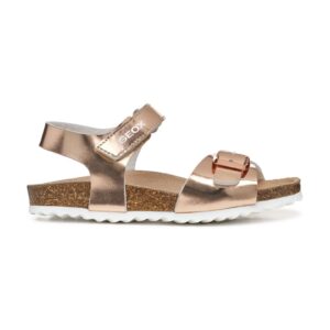 Sandale cu velcro si logo - Auriu rose