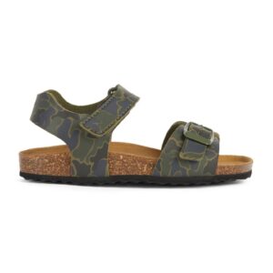 Sandale cu velcro si imprimeu camuflaj - Kaki