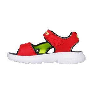 Sandale cu inchidere velcro si detalii logo - Rosu/Bleumarin