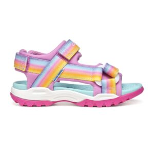 Sandale din material textil cu velcro - Galben/Roz deschis/Albastru glaciar