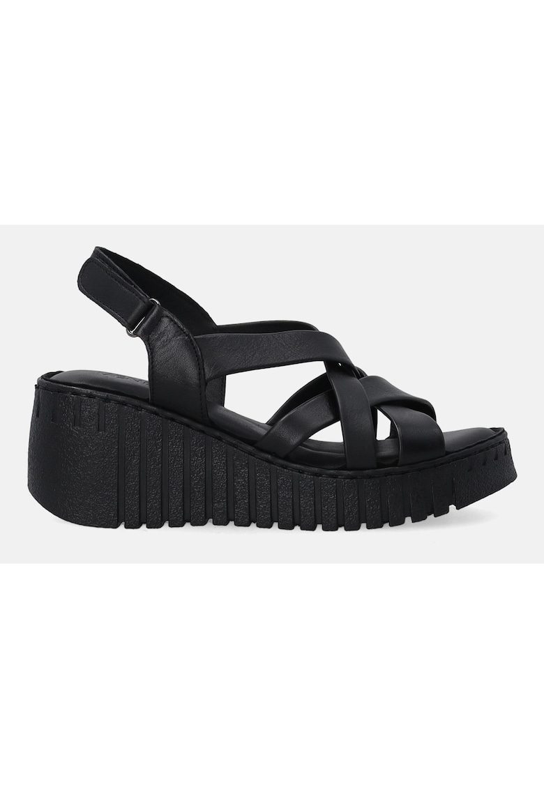 Sandale din piele naturala cu talpa wedge