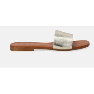 Papuci de piele cu aspect metalic