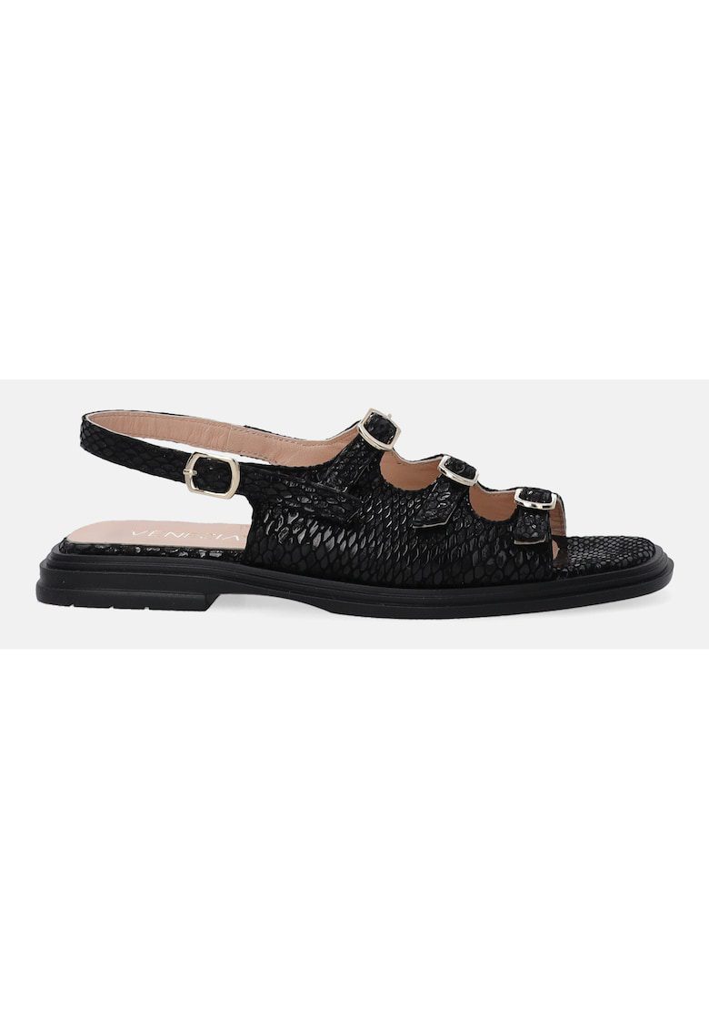 Sandale din piele cu aspect texturat