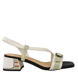 Sandale elegante - dama -  DL60013A alb - piele naturala - toc - Alb
