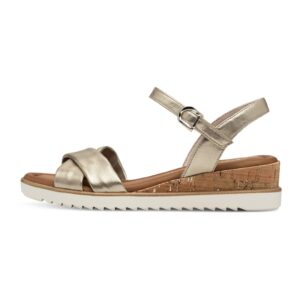 Sandale wedge de piele ecologica - Auriu