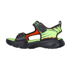 Sandale flatform cu velcro - Negru/Verde neon