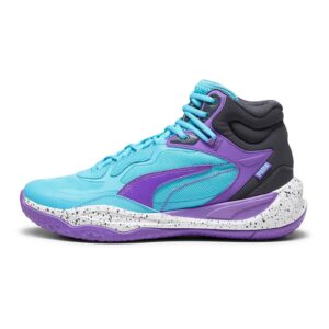 Pantofi cu garnituri de piele - pentru baschet Playmaker Pro - Alb/Violet/Albastru