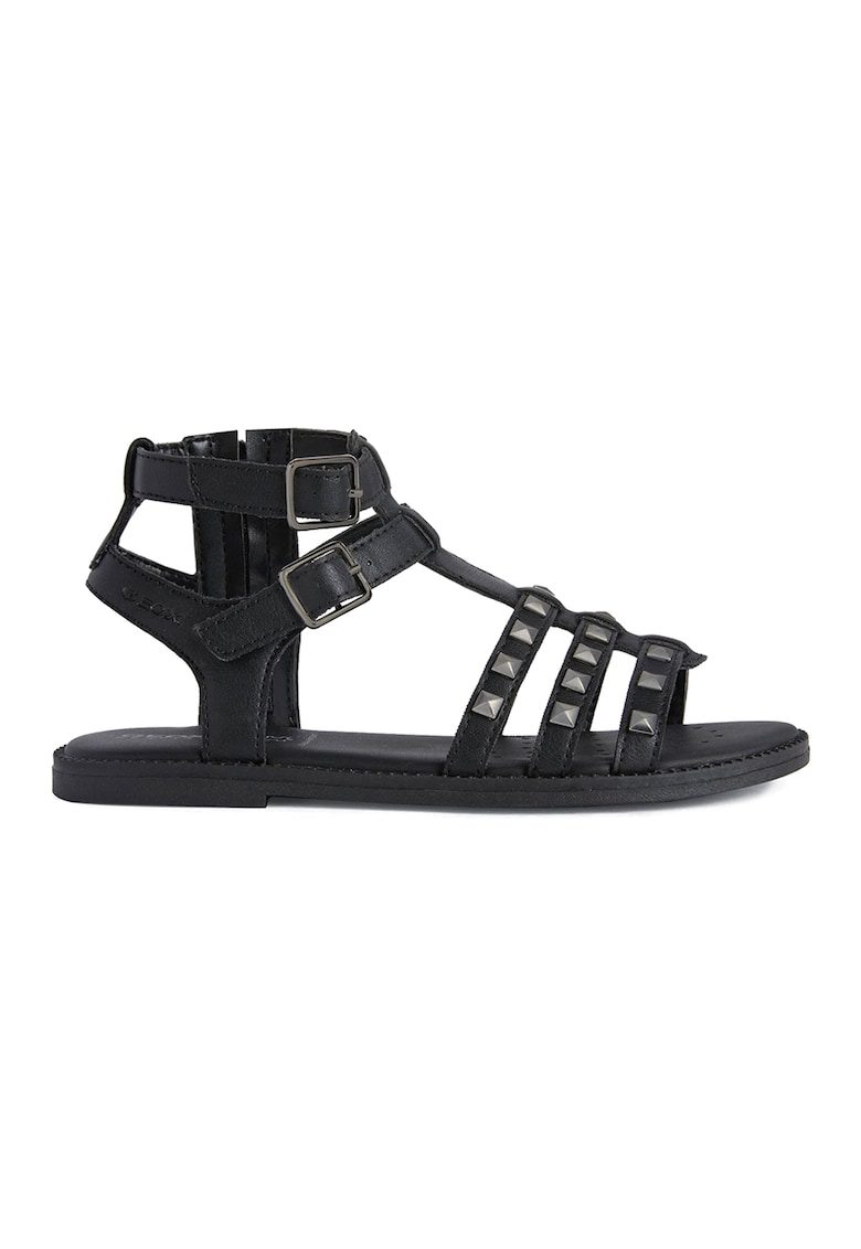 Sandale de piele ecoclogica cu tinte - Negru