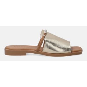 Papuci de dama din piele cu decor de cristal -