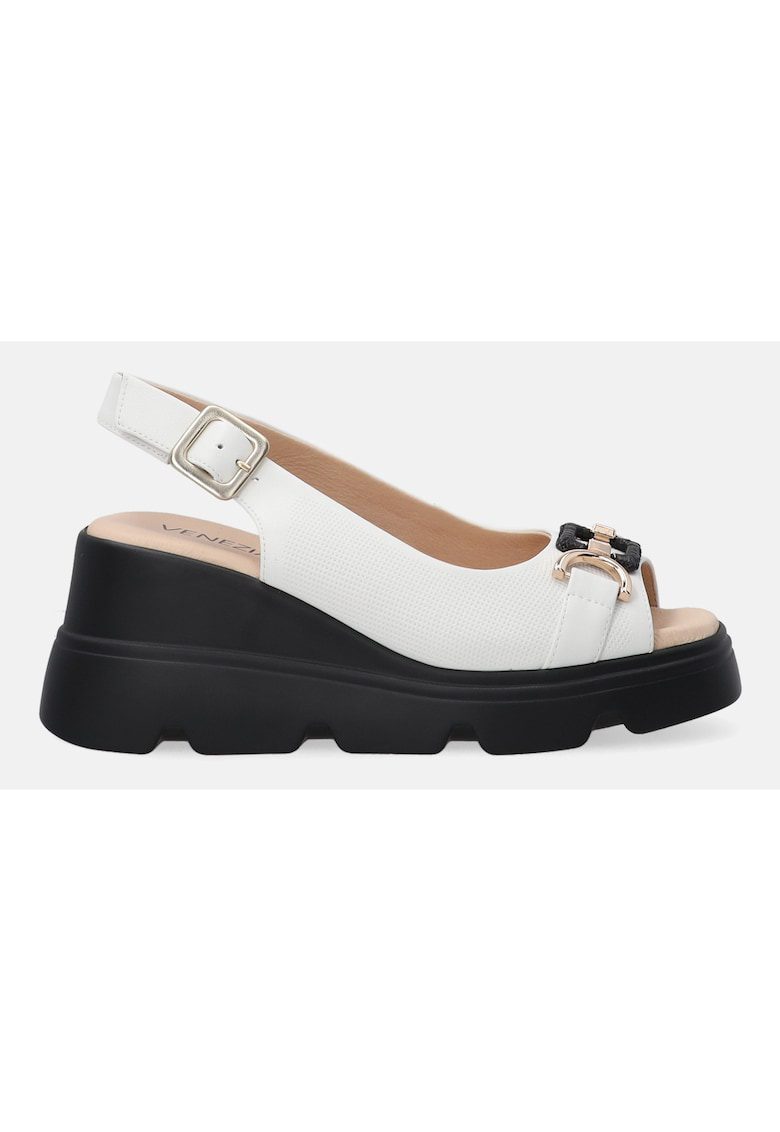 Sandale wedge din piele -