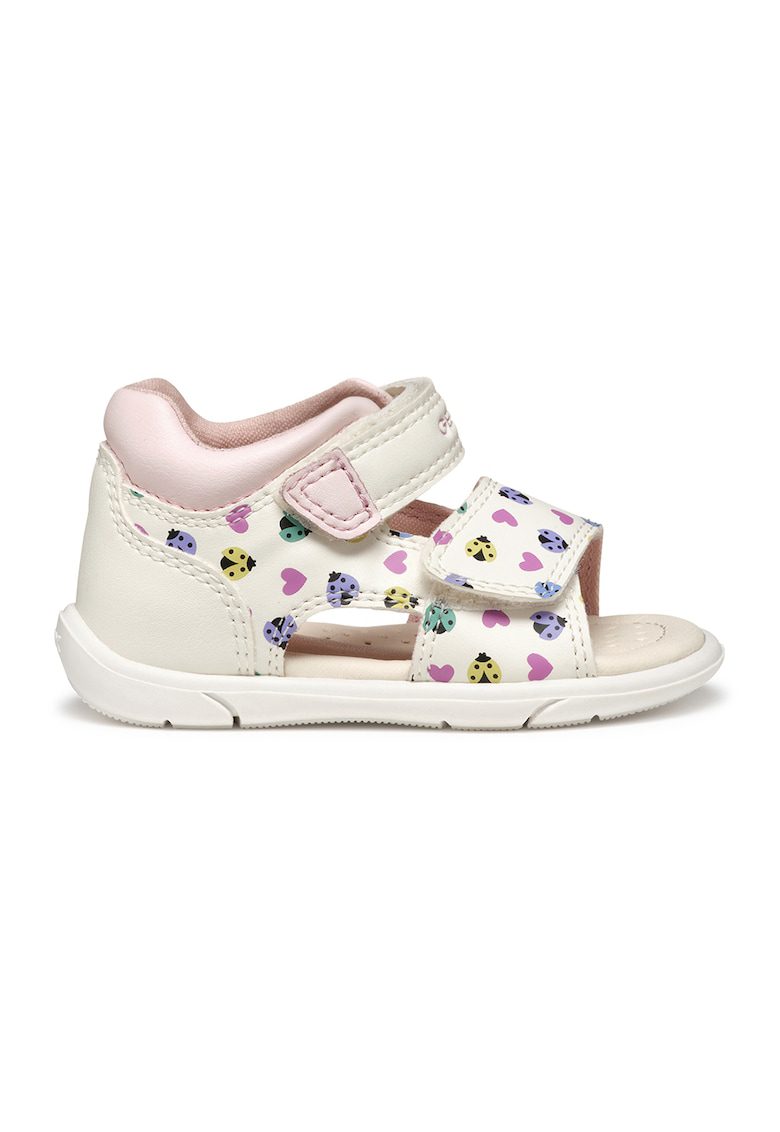 Sandale de piele ecologica cu velcro si model - Multicolor