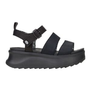 Sandale cu talpa wedge si catarama - Negru