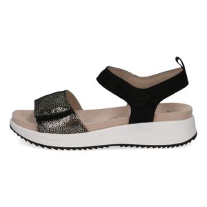 Sandale wedge cu velcro - Alb/Negru