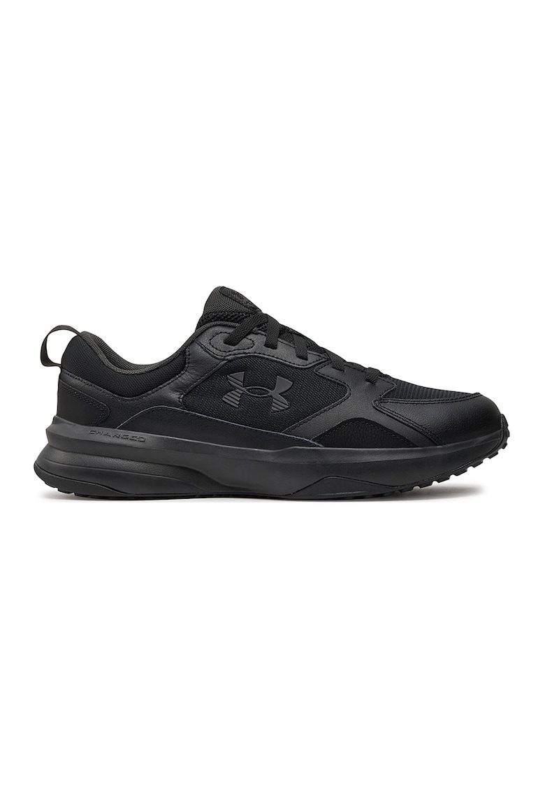 Pantofi Charged Edge din piele cu insertii din plasa pentru antrenament - Negru