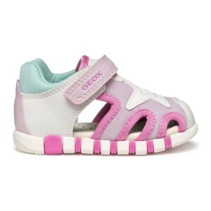 Sandale cu velcro - Alb/Fucsia