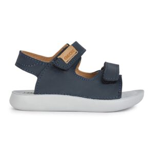 Sandale din piele nabuc cu inchidere velcro - Bleumarin