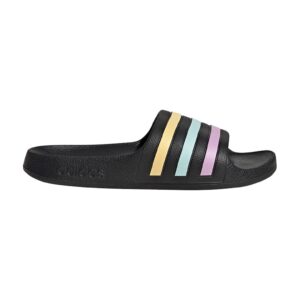 Papuci cu talpa ergonomica Adilette - Negru/Roz pastel/Galben pal