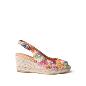 Sandale tip espadrile cu talpa wedge Carol-DM - Piele - Model floral - Multicolor - Multicolor