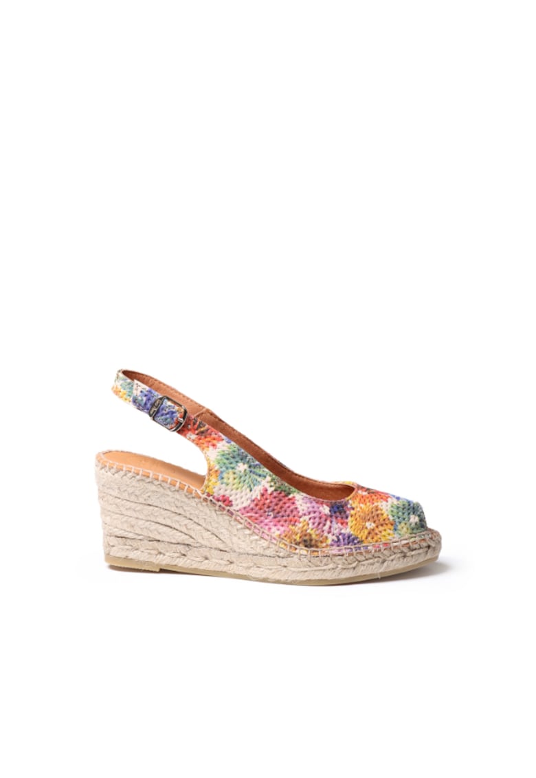 Sandale tip espadrile cu talpa wedge Carol-DM - Piele - Model floral - Multicolor - Multicolor