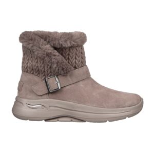 Cizme scurte fara inchidere - din piele intoarsa Go Walk Arch Fit - Maro taupe deschis