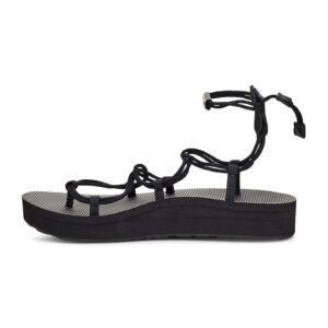 Sandale de material textil cu velcro - insertii de piele si bareta separatoare Midform Infinity - Negru