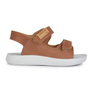 Sandale din piele nabuc cu inchidere velcro - Maro scortisoara