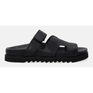 Papuci cu platforma uni din piele