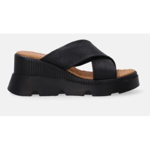 Papuci cu talpa wedge captusiti cu piele