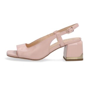 Sandale din piele lacuita cu bareta slingback si toc masiv
