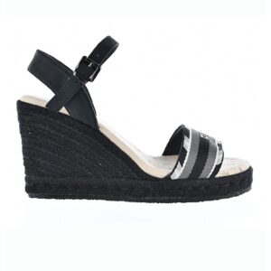 Sandale wedge cu logo - Negru