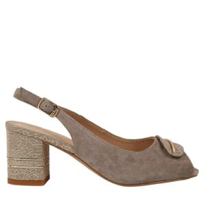 Sandale dama - K360070C bej - piele intoarsa - cu toc - Bej