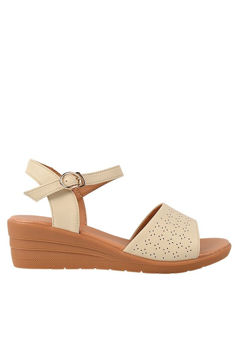 Sandale casual - dama - 50072 crem - piele naturala - platforma - Crem