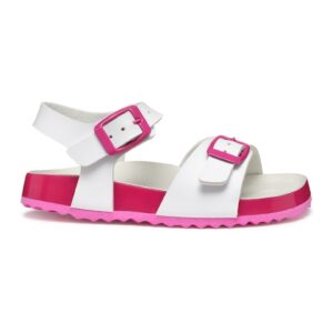 Sandale flatform cu catarama - Alb/Fucsia