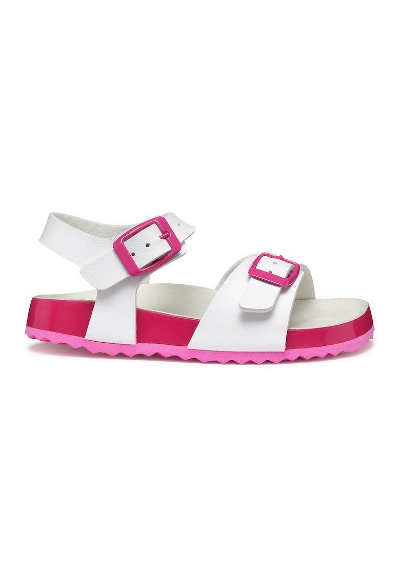 Sandale flatform cu catarama - Alb/Fucsia