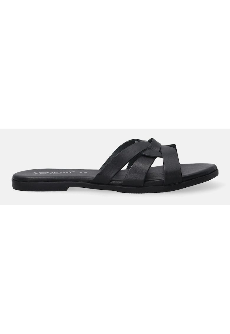 Papuci clasici din piele neagra pentru femei Classic -